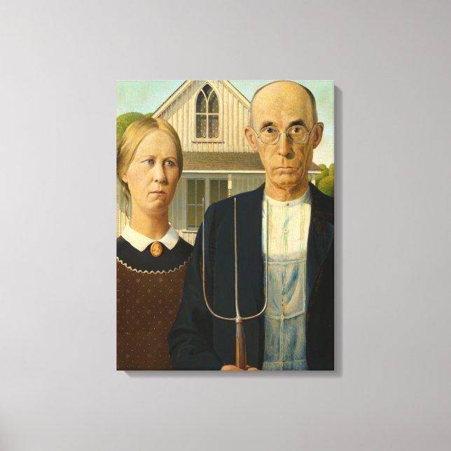Toile American Gothic, 1930 par Grant Wood (Recto)