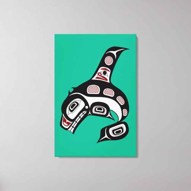 Toile Amérindien Red Black Haida Art Killer Whale (Recto)