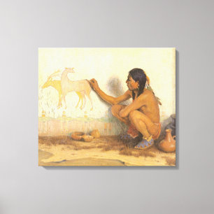 Toile Amérindien vintage, artiste indien par souris