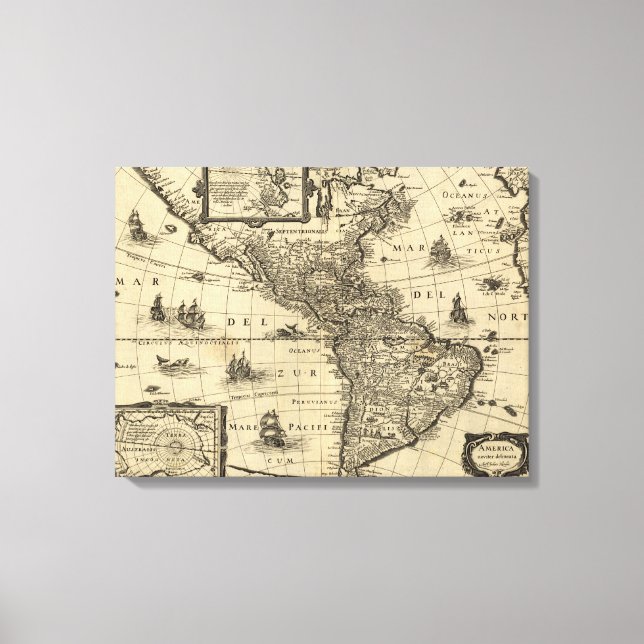 Toile Amérique du Nord et du Sud - Carte panoramique (Recto)