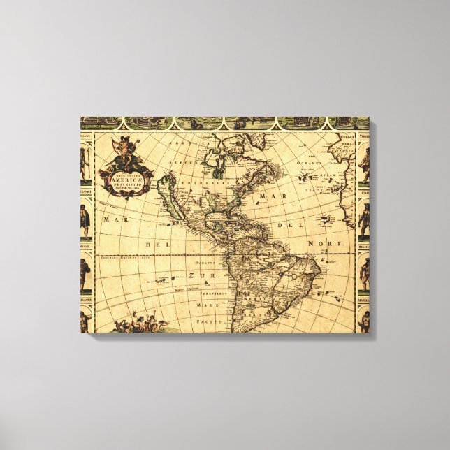Toile Amérique du Nord et du SudCarte panoramique (Recto)