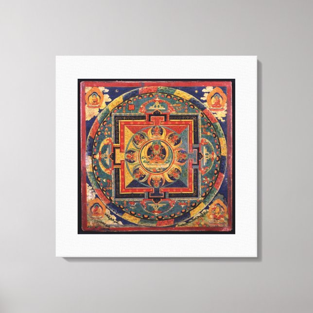 Toile Amitayus mandala, école tibétaine du 19ème siècle (Recto)