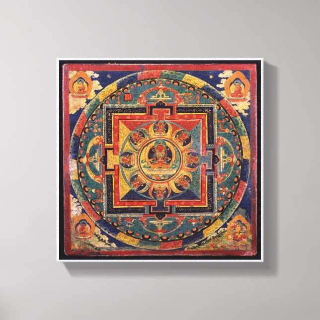 Toile Amitayus mandala, école tibétaine du 19ème siècle (Recto)
