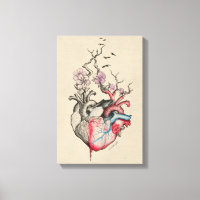 Amour art Surréaliste Cœurs anatomiques Fleurs Vin