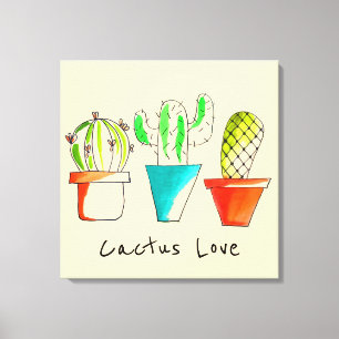 Toile amour de cactus mexicain art du désert mignon