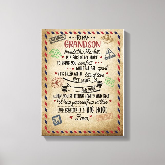 Toile Amour Grandson | Lettre à mon petit-fils de grand- (Recto)