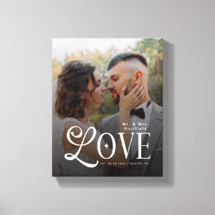 Toile Amour Moderne Monogramme de couple photo de mariag