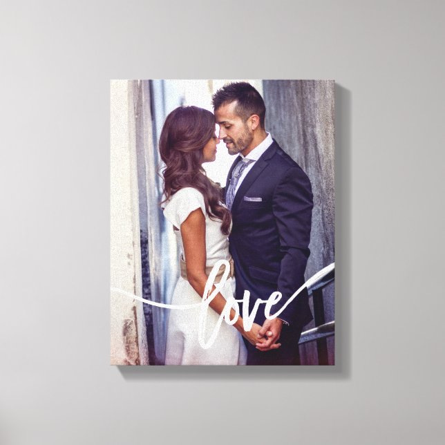 Toile Amour | Typographie moderne simple avec votre phot (Recto)