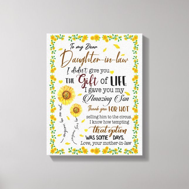 Toile Amoureux de la fille | À ma belle-fille (Recto)