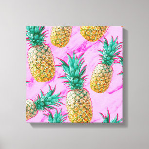 Toile Ananas Tropicaux & Marbre Rose Moderne Coloré