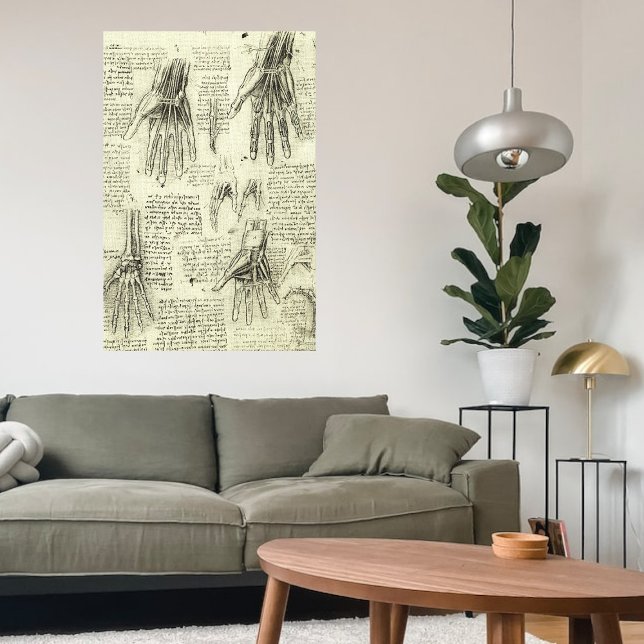 Toile Anatomie de la main humaine par Léonard de Vinci (Créateur téléchargé)