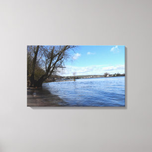 Toile Ancien arbre sur la rive par Nierstein en Allemagn