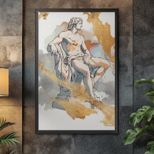 Toile Ancien Grec assis entouré de marbre doré