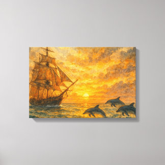 Toile Ancien Sunset de navire