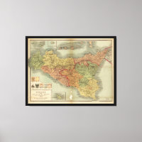 Ancienne carte de la Sicile de 1900 (Sicilia carta