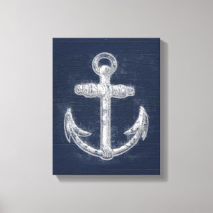 Toile Ancre marine vintage