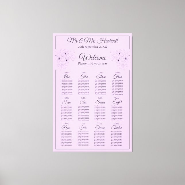 Toile Anémone sur Lilac léger Planche assise~ 12 sièges (Recto)