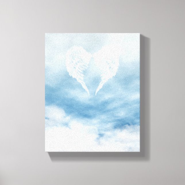 Toile Ange des ailes dans le ciel bleu nuageux (Recto)