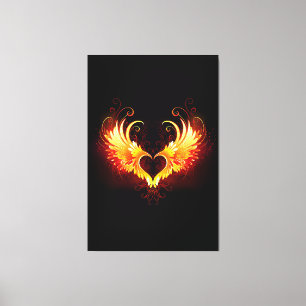 Toile Angel Fire Heart with Wings