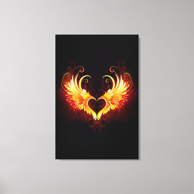 Toile Angel Fire Heart with Wings (Recto)