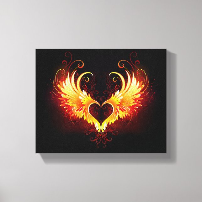 Toile Angel Fire Heart with Wings (Recto)