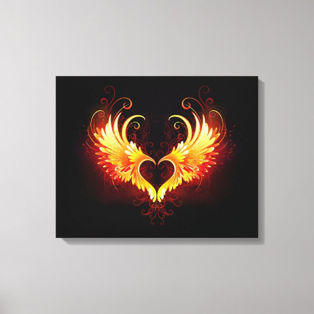 Toile Angel Fire Heart with Wings (Recto)