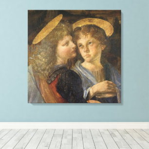 Toile Anges du Baptême du Christ de Léonard de Vinci