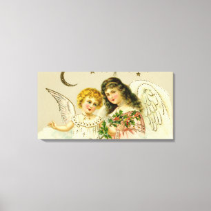 Toile Anges et houx vintage festif