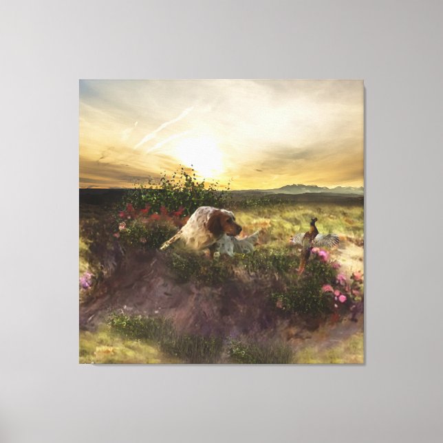Toile Anglais Setter, Chasse de faisan (Recto)
