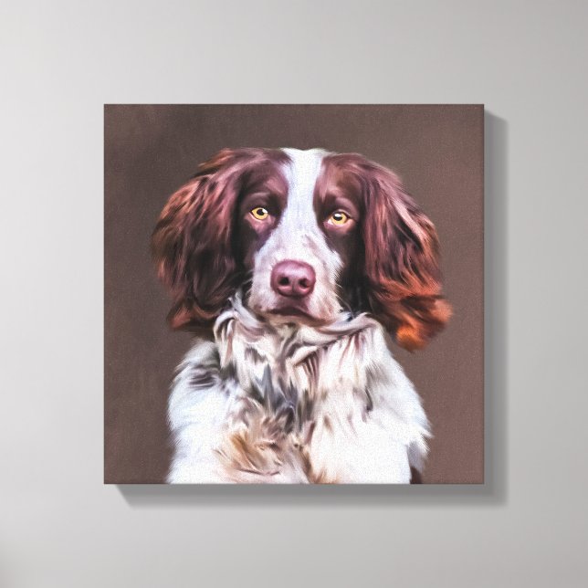 Toile Anglais Springer Spaniel Chien Peinture Huile Port (Recto)