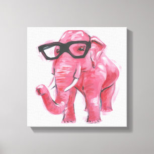 Toile Animal Dapper Eléphant Rose Dans Les Lunettes De