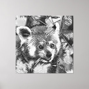 Toile AnimalArtBW_RedPanda_003