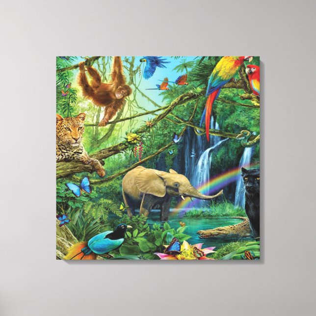 Toile Animals living together throw pillow (Recto)