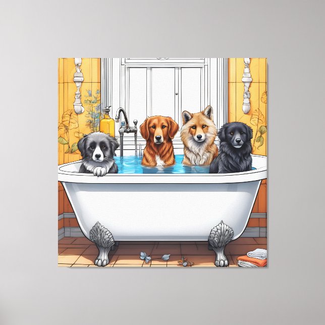 Toile Animaux amusants dans le bain (Recto)