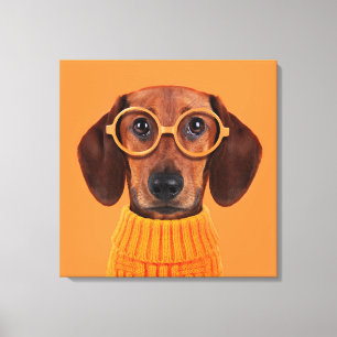 Toile Animaux de bébés cutest   Chandail orange Dachshun