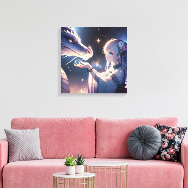 Toile Anime Girl et son dragon Mystique (Insitu(Salon))