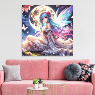 Toile Anime Girl Moon Fairy Princesse dans le jardin