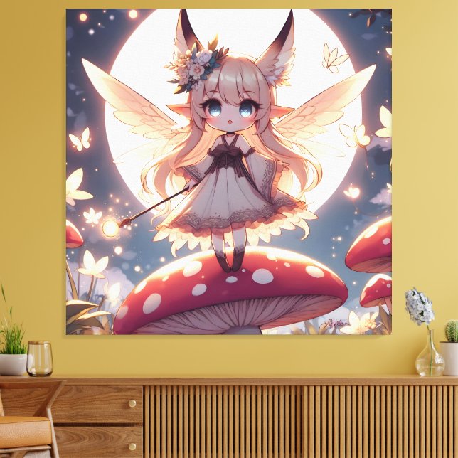 Toile Anime Girl Pixie Hippie Lune Fée (Insitu(Salon))