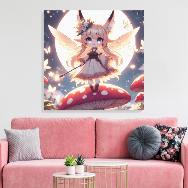 Toile Anime Girl Pixie Hippie Lune Fée (Insitu(Salon))