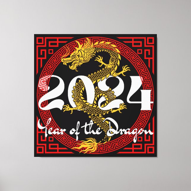 Toile Année du Dragon 2024 Zodiac chinois (Recto)