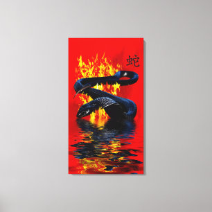 Toile Année du serpent Serpent noir Nouvel An chinois