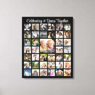 Toile Anniversaire 39 Photo Collage Personnalisé Noir