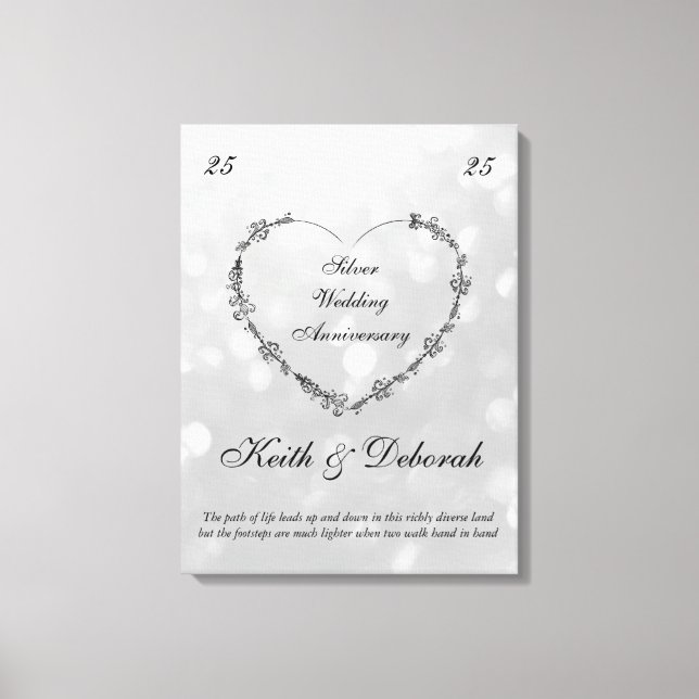 Toile Anniversaire d'argent personnalisable (Recto)