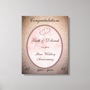 Toile Anniversaire du Mariage d'argent personnalisable