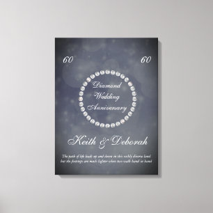 Toile Anniversaire du Mariage diamant personnalisable