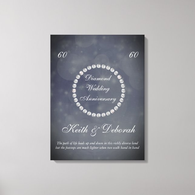 Toile Anniversaire du Mariage diamant personnalisable (Recto)