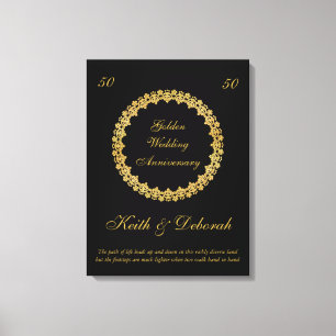 Toile Anniversaire du Mariage d'or personnalisable