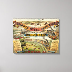 Toile Annonce Vintage Pour Fil Barbe En Acier Verdé