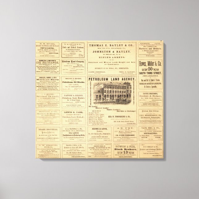 Toile Annonces pétrolières de New York et de Pennsylvani (Recto)