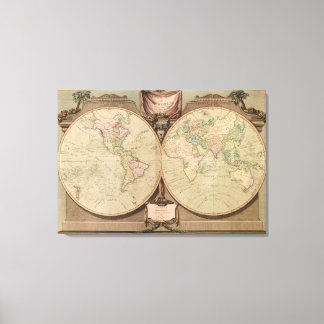 Toile Antique 1808 Carte du monde par Laurie et Whittle